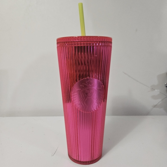 Starbucks Pink Tumbler with Yellow Straw! - Picture 1 of 3